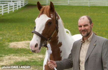 Dr. Jeff Thomason holding a horse