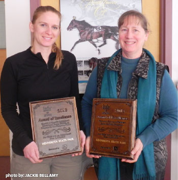 Diane Gibbard and Gayle Ecker holding Mimmesota State Fair awards