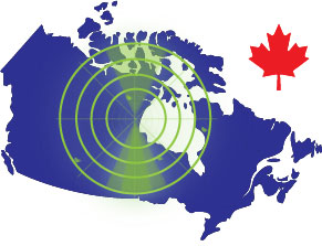 Canada Map with radar screen