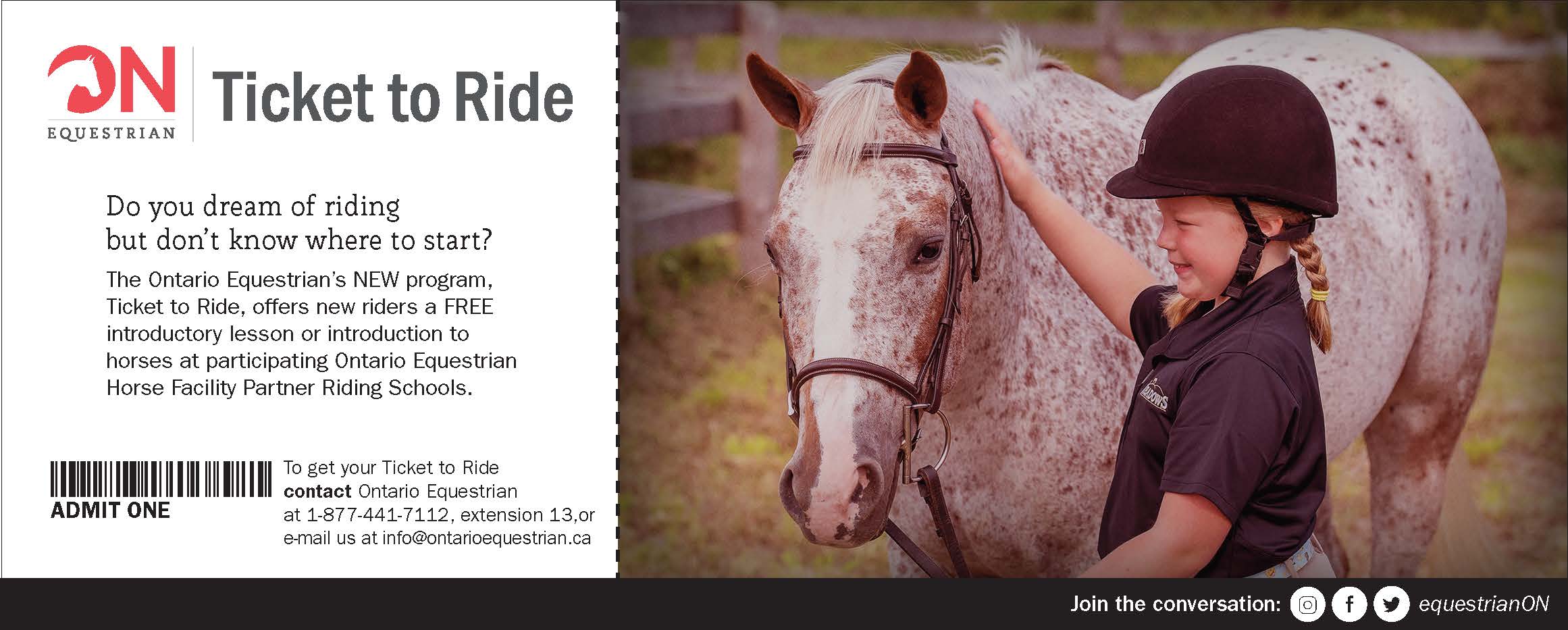 Ontario Equestrian Ticket to Ride ticket
