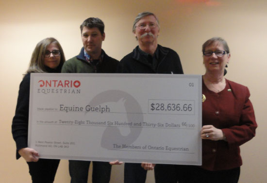 Ontario Equestrian presented a cheque for over $28,000 to Equine Guelph